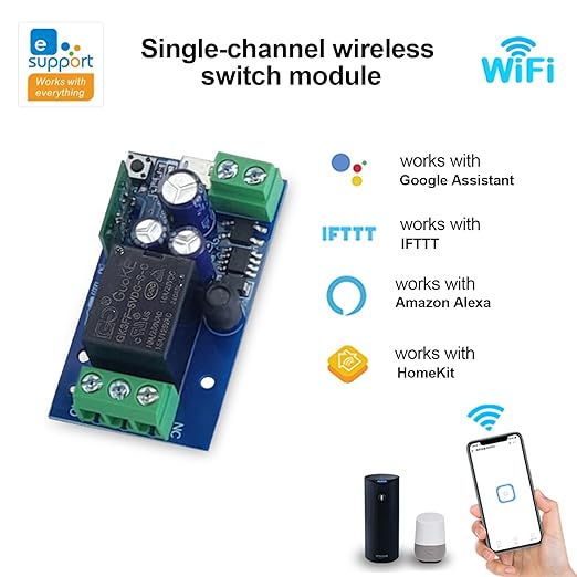 WiFi Smart Switch, Ewelink Smart Relay Module, Compatible with Alexa Google Home, USB 5v/12v/24v/48v Inching Selflock Remote ON Off(2 Pack)