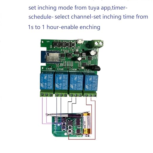 4 Channel Smart WiFi RF Bluetooth Wireless Dry Contact Relay Switch Module,Phone app Remote Control,Compatible with Alexa Google Home (Tuya 4CH 5V AC/DC7-32V)