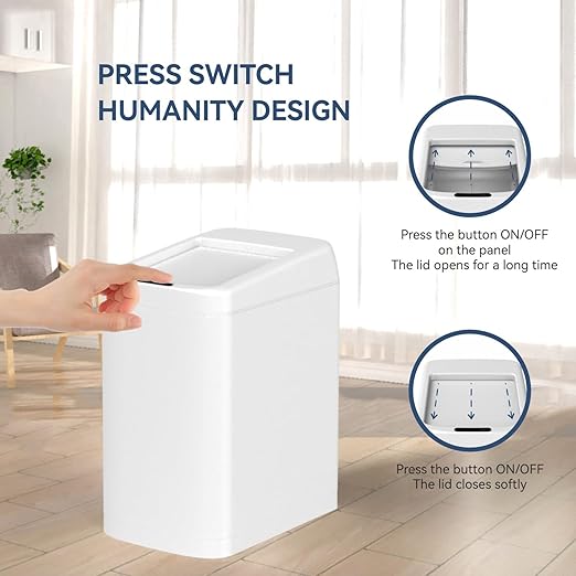 ELLO&ALLO Motion Sensor Trash Can 8 Gallon for Kitchen with Roll Up Lid, Automatic Touch Free High-Capacity Waste Bin White