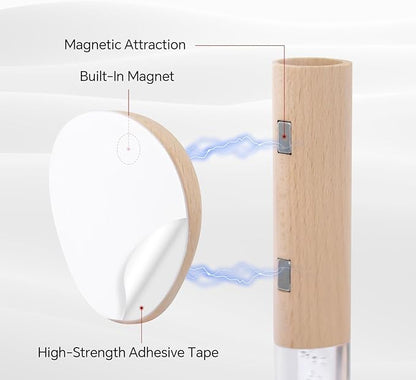Motion Sensor Night Lights Indoor, Rechargeable Night Lights Wall Sconces Wooden Set of 2, Battery Powered Magnetic Wall Sconces Decor for Bedroom, Hallway, Bathroom, Stairway, Closet