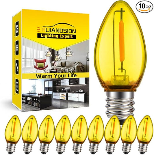 Ruiandsion E12 LED Decorative Bulb Yellow 110V E12 Screw Base for Christmas String Party Garden Window Display Lights Pack of 10