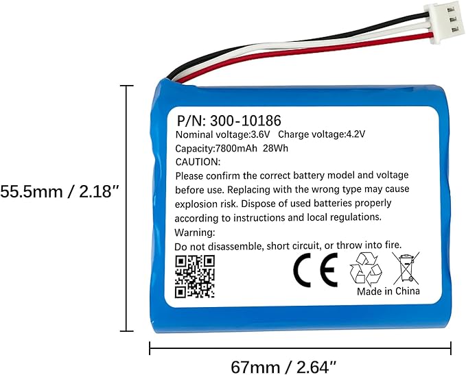 Replacement Battery 300-10186 for ADT Command Smart Security Panel ADT5AIO,ADT7AIO,ADT2X16,3.6V 28Wh