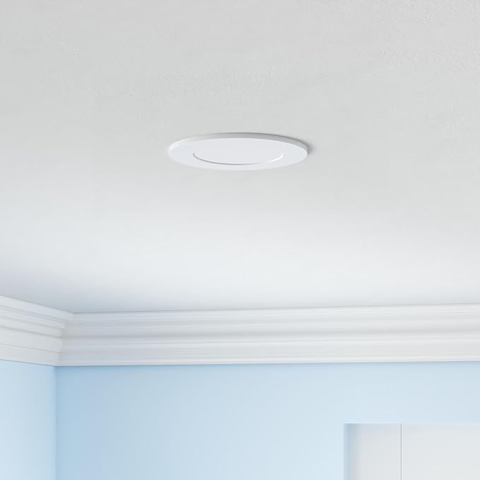 Ensenior 6 Pack 4 Inch LED Recessed Light, Dimmable, 6000K Clear White, 750LM High Brightness, 9W 120V, Damp Rated, Ultra-Thin Canless Wafer Ceiling Light - ETL & FCC & IC