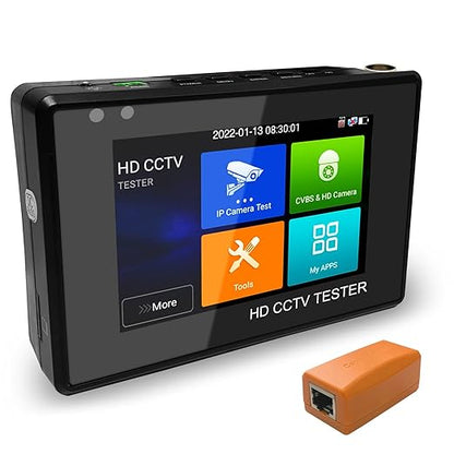 Rsrteng CCTV Camera Tester Support 12MP IP Camera 8MP TVI/CVI/AHD Camera CVBS Camera 4-inch IPS Touch Screen Monitor CCTV Tester Support POE PTZ 4K RS485 TF Card Slot