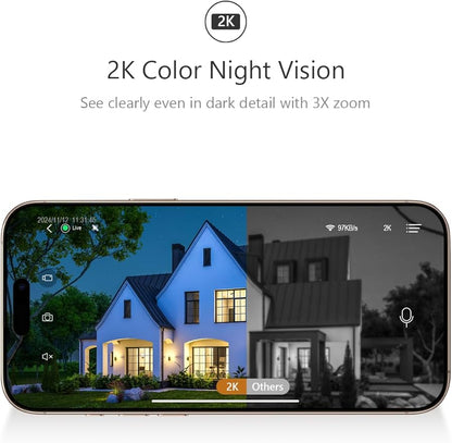 2K Wireless Security Cameras - Outdoor WiFi Security Cameras Color Night Vision, AI/PIR Detection, 2-Way Talk, Cloud/SD, Weatherproof, Battery Powered Outdoor Cameras (Black-1)