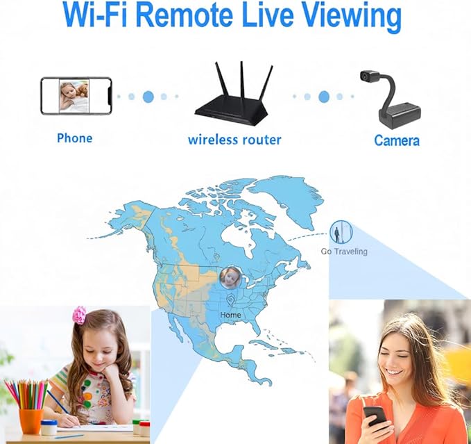 2K Mini Goose-Neck Security Camera Wireless with Magnetic Mount, Built-in Hotspot & Battery, Color Night Vision, Motion Detection, Cloud Storage, Phone & PC Monitoring for Home Security (W-G2)