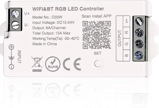 C03W RGB LED Controller Tuya WiFi 2.4G RF LED Dimmer for 4Pin SMD COB Strip