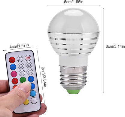 Fydun Smart LED Light Bulb, E27 3W RGBW Colorful 3W RGB Bulbs Bulb with Remote Control 16 Colors Changing Daylight White LED Candle Night Lamp Remote Control