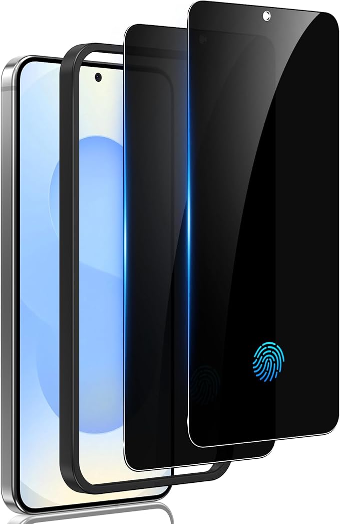 2 Pack for Samsung Galaxy S25 Plus Privacy Screen Protector Tempered Glass, Fingerprint Unlocking, 25° Anti Spy, Full Coverage, Case Friendly, Easy Installation, Compatible with Galaxy S25+