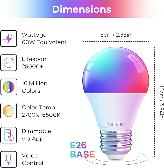 Linkind Dimmable A19 6-Pack & Smart A19 LED Bulbs 4-Pack