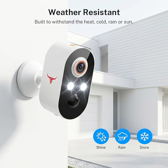 1080P Wireless Security Camera Outdoor, Battery Powered, AI Human Detection, Color Night Vision, 2-Way Audio, IP65 Waterproof, 2.4G Wi-Fi, Cloud Storage