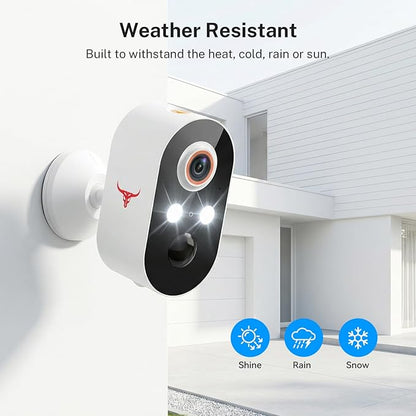 1080P Wireless Security Camera Outdoor, Battery Powered, AI Human Detection, Color Night Vision, 2-Way Audio, IP65 Waterproof, 2.4G Wi-Fi, Cloud Storage