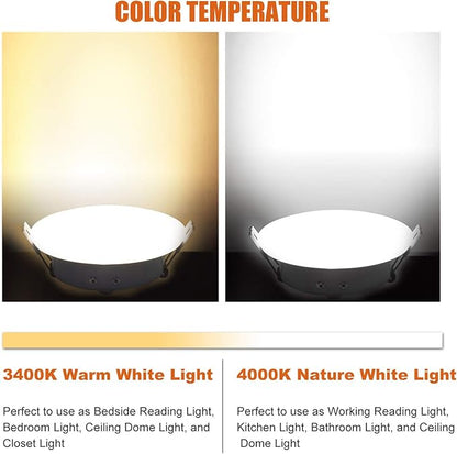 Facon 4.5inch 12V LED RV Puck Light - 6 Packs, 3400K Warm White, Full Aluminum Recessed 12Volt Interior Ceiling Lights for RV, Camper, Trailer, Boat, ETL Certified