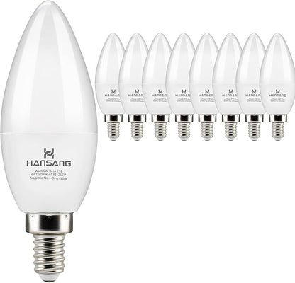8 Pack E12 Candelabra LED Bulbs 5000K Bright Daylight, Small Base Ceiling Fan Light Bulb 6W, Type B Light Bulb for Chandelier, Candle Shape B11, 600LM, Non-dimmable