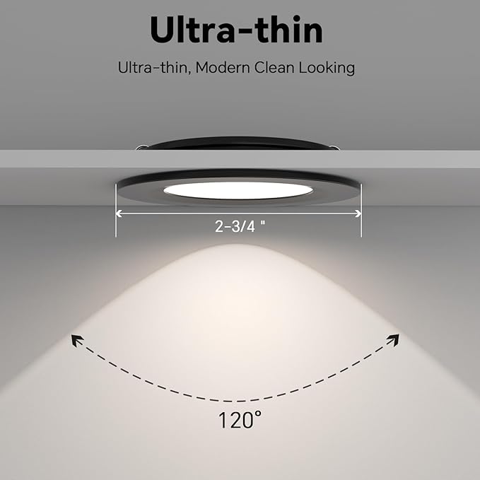 acegoo RV Recessed Ceiling Light 2-3/4” 12V Dimmable LED Puck Light for Campervan Truck Caravan Boat Roof Under Cabinet Lighting, Flush Mount Cutout 2-1/4" (Black,Cool White) 4 Pack
