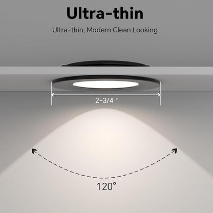 acegoo RV Recessed Ceiling Light 2-3/4” 12V Dimmable LED Puck Light for Campervan Truck Caravan Boat Roof Under Cabinet Lighting, Flush Mount Cutout 2-1/4" (Black,Cool White) 4 Pack
