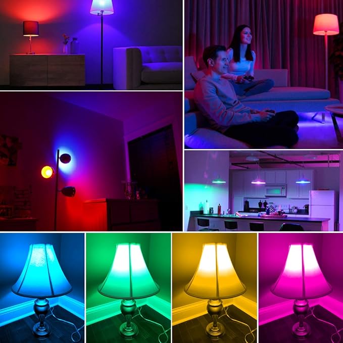 Color Changing Light Bulb, RGB LED Light Bulbs with Remote Control, Dimmable 5W, 500LM, E26 Screw Base Bulbs, Decorative Flood Lights, Mood Light -Timing,12 Color Choices, Great for Home, Stage, Party