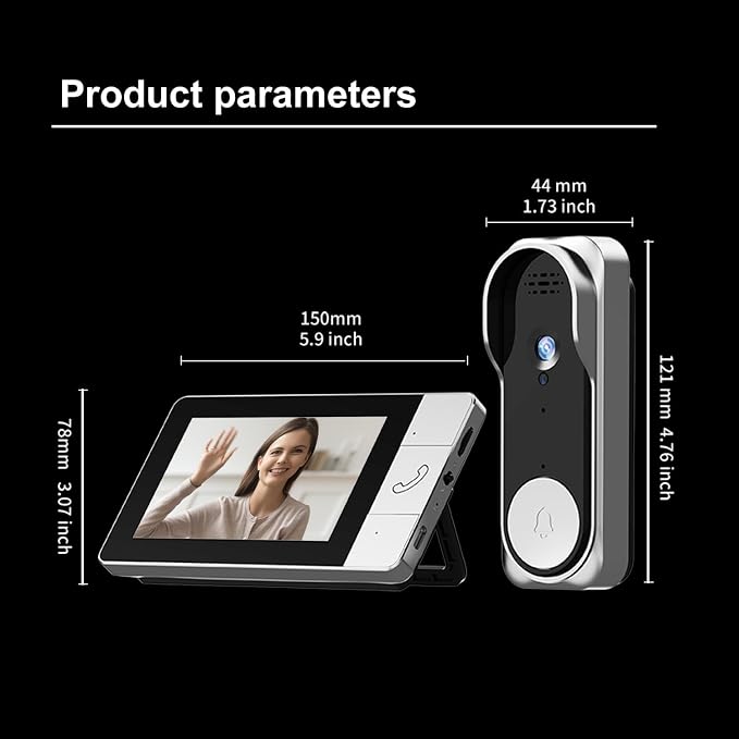 Wireless Video Doorbell, 130° Wide Angle, Infrared Night Vision, Two-Way Audio, No WiFi Needed, Supports Local SD Card Recording