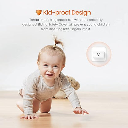TENDA SP9 (1 Pack) Smart Plug WiFi Outlet Switch with Energy Monitoring, Works with Alexa & Google Assistant for Voice & Remote Control, Timer & Schedule Function, 13A Safe Design, No Hub Required