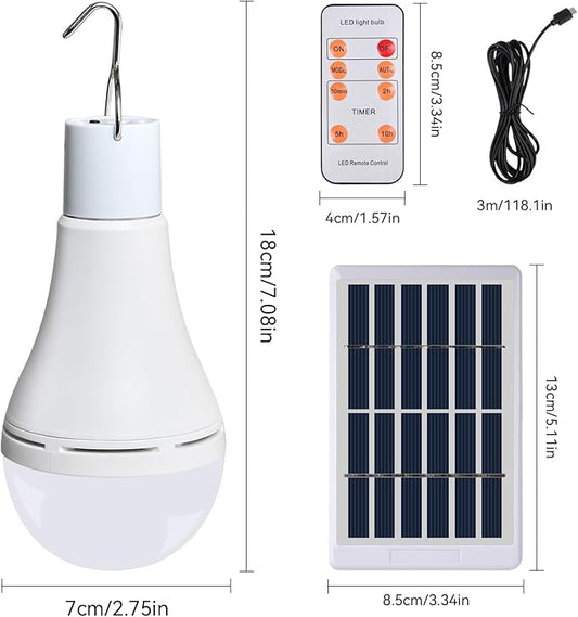 Chicken Coop Light with Timer, Rechargeable Solar Light Bulbs for Indoor Home, Chicken Coop, Outdoor Camping Lamps for Tent, LED Solar Lights for Shed Night, Emergency Power Outage, Outside
