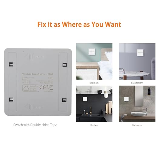 Marhynchus Wireless Scene Switch Smart 4 Way Panel Wall Switch Panel Remote Control with LED Indicator for ZigBee APP Control
