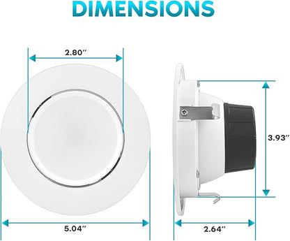 LUXRITE 12-Pack 4 Inch Gimbal LED Recessed Lighting Can Lights, 8W=60W, 5 Color Selectable 2700K-5000K, CRI 90, Dimmable Adjustable LED Downlight, 700 Lumens, Wet Rated, Energy Star, ETL Listed