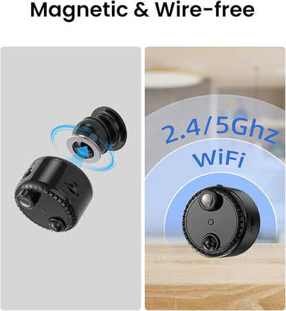 VIDCASTIVE 4K Mini WiFi Indoor Camera Wireless Nanny Cam with Night Vision, AI Motion Detection, Long Battery Life, Cloud & SD Storage