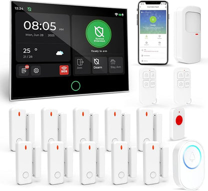 Home Security System, Alarm System for Home Security, 16-Pcs Kit WiFi/GSM SMS Alarm System with Motion Detector, 120dB Alarm Siren, Door Window Burglar Alarm, Smart Remote Control, Alexa-Compatible
