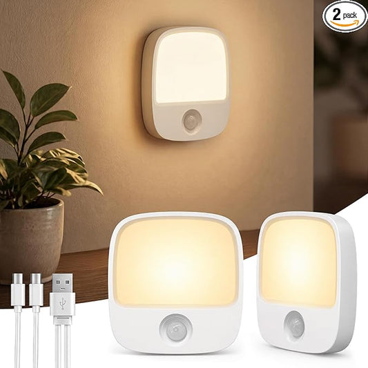 EZVALO Rechargeable Motion Sensor Night Lights, 2 Pack Magnetic Stick-On LED Lights with 3 Color Temperatures, Adjustable & Memory, Cordless Night Light for Closet, Bedroom, Hallway, Stairs, Bathroom