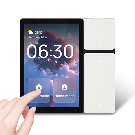 Smart Home Control Panel 3 Gang Relay Touchscreen and 3 Button All in One Smart Switch Built in IR for Home Devices Control Wall Mount Smart Panel