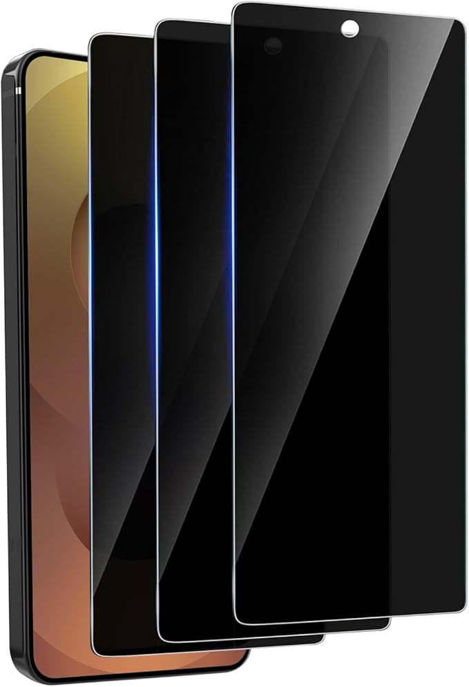 3 Pack Privacy Screen Protector for Samsung Galaxy S25 Ultra Tempered Ultra-Thin Glass with 9H, Anti Scratch, Bubble Free [Support Fingerprint Unlock] Black