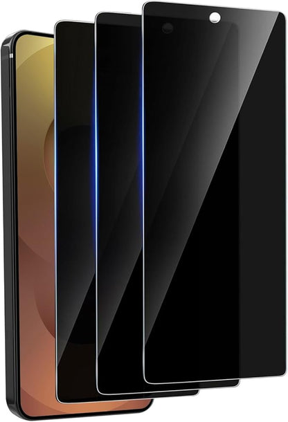3 Pack Privacy Screen Protector for Samsung Galaxy S25 Ultra Tempered Ultra-Thin Glass with 9H, Anti Scratch, Bubble Free [Support Fingerprint Unlock] Black