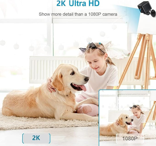 2K MiniSmart Hidden HD Cameras Wireless WiFi Camera for Home Security - Night Vision, Motion Detection, Built - in Battery, App Control (iOS & Android) - Ideal Indoor Nanny, Pet & Dog Camera