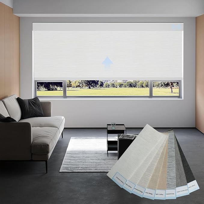Motorized Blinds with Remote, Light Filtering Smart Blinds for Windows Automatic Roller Shades, Roller Shades Sample (Multicolor)