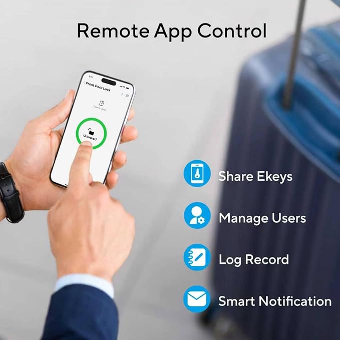 ULTRALOQ Latch 5 Built-in WiFi Smart Lock with NFC, 5-in-1 Keyless Entry Door Lock with Touch Digital Keypad, Smart Handle Lock, App Control, Black