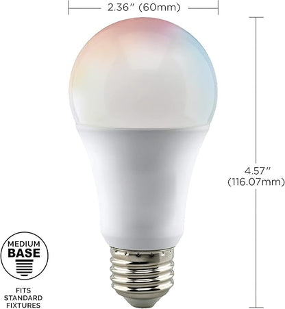 Satco S11252/04 Starfish 9.5-Watt A19 WiFi Smart LED Color-Changing Light Bulb, Works with Siri, Alexa, Google Assistant, SmartThings, 2700K-5000K, 4 Pack