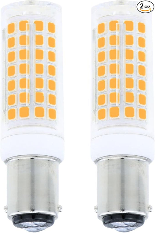 BA15D Led Bulbs 6W Dimmable 120V,B15 Double Contact Bayonet Base,Soft Warm White 3000K,60W JD Type T3/T4 Halogen Equivalent Replaces for Sewing Machine(2-Pack)