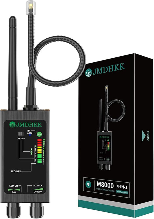 JMDHKK M8000 Hidden Camera Detector, Camera Finder,Bug Detector, Magnetic Tracker Detector, Portable Privacy Protection Device for Travel, Hotels, Vehicles, Offices, and Fitting Rooms (Black)