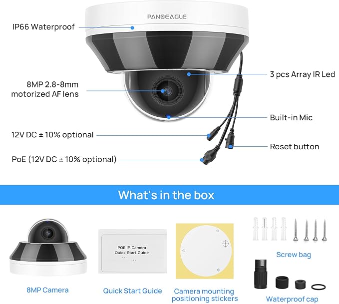PANOEAGLE 4K 8MP 3X Optical Zoom PTZ Camera Outdoor