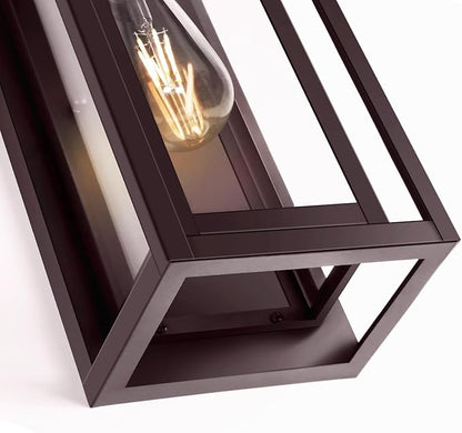 15" Large Oil Rubbed Bronze Outdoor Light Fixture, 2 Pack ORB Outdoor Sconces, Modern Waterproof Wall Lights with Clear Glass Shade for Front Door, Porch, Garage