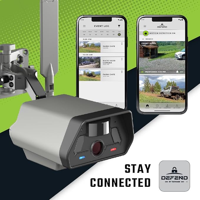 TACTACAM Defend 4G Cellular Security Camera with Live View, 4K Photo, 1080p Video, No Wi-Fi Needed, Night Vision, Battery Powered, Remote Property and Outdoor Monitoring