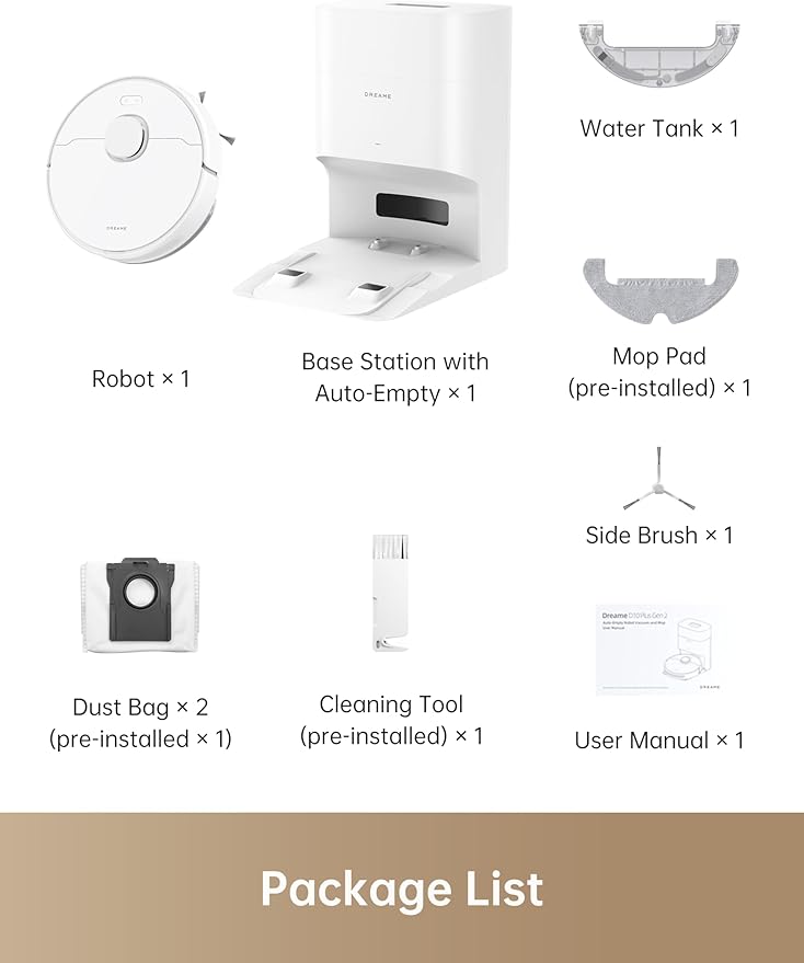 DREAME C20 Plus Robot Vacuum and Mop Combo, 90 Days Self-Emptying Robotic Vacuum, Power Suction Robot Vacuum, LiDAR Navigation, APP/Voice Control, Robot Vacuum Cleaner for Pet Hair/Carpet/Hard Floor