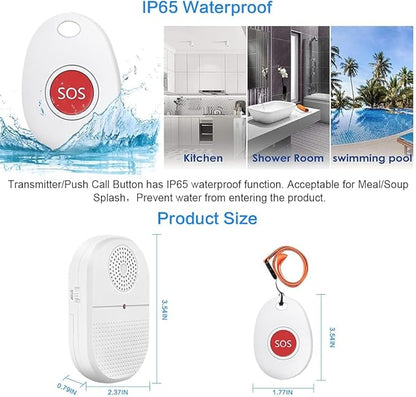 ChunHee Wireless Caregiver Pager Call Button Nurse Alert System Call Bell for Home/Elderly/Patient Emergency Vibration Pager 2 Transmitter+1 Receiver(800+Feet Operating Range)