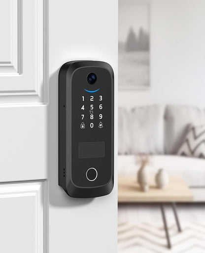 Video Smart Lock with Camera, Built-in Rechargeable Lithium Battery Entry Keyless Door Lock, App Control, Fingerprint ID, IC Card, Keypad Code, Auto Lock for Front Door (Black)