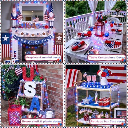 JMEXSUSS 100 LED Red White and Blue Fairy Lights for 4th of July Decor