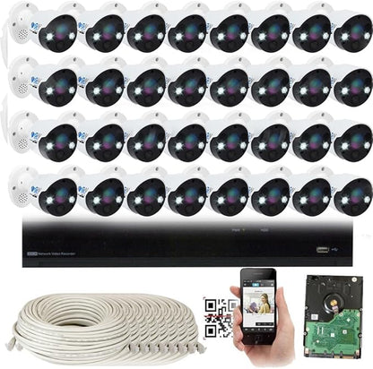 GW Security Smart AI 32 Channel H.265+ PoE NVR UltraHD 4K (3840x2160) Security Camera System with 32 x 4K (8MP) 2160P Face Recognition/Human/Vehicle Detection Outdoor Indoor Surveillance IP Camera