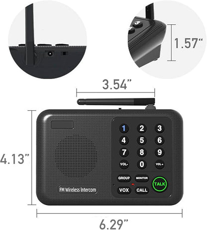 Generic Wireless Intercom System, 3 Units Set Intercoms for Home House Business Office Audio Intercom Communication, 10 Channel, 2 Mile Range 3 Stations with Monitor Function