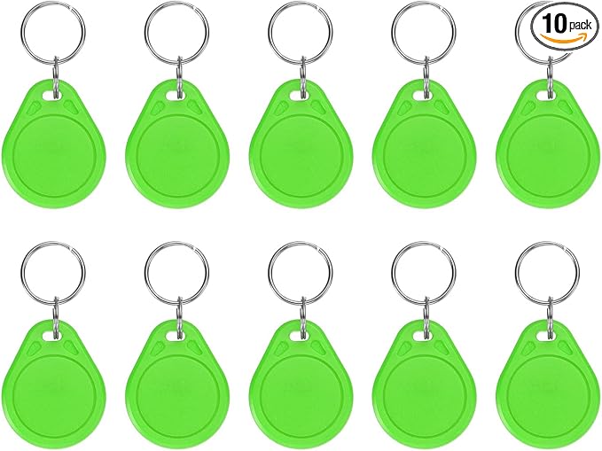 PATIKIL 10 Pcs 13.56MHz CUID Writable Rewritable Smart Key Fobs, Clone IC Key Fob Tags Blank Smart Card Key Classic 1K for Entry Access Control System, Bright Green