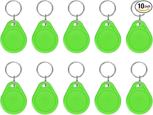 PATIKIL 10 Pcs 13.56MHz CUID Writable Rewritable Smart Key Fobs, Clone IC Key Fob Tags Blank Smart Card Key Classic 1K for Entry Access Control System, Bright Green