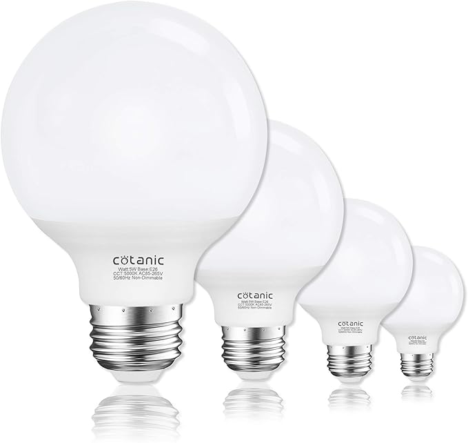 Cotanic Vanity Light Bulb 5000K Daylight,G25 LED Globe Light Bulbs for Bathroom Vanity Mirror, E26 Medium Base,5W 60W Incandescent Equivalent,500LM,Non-dimmable,4 Pack